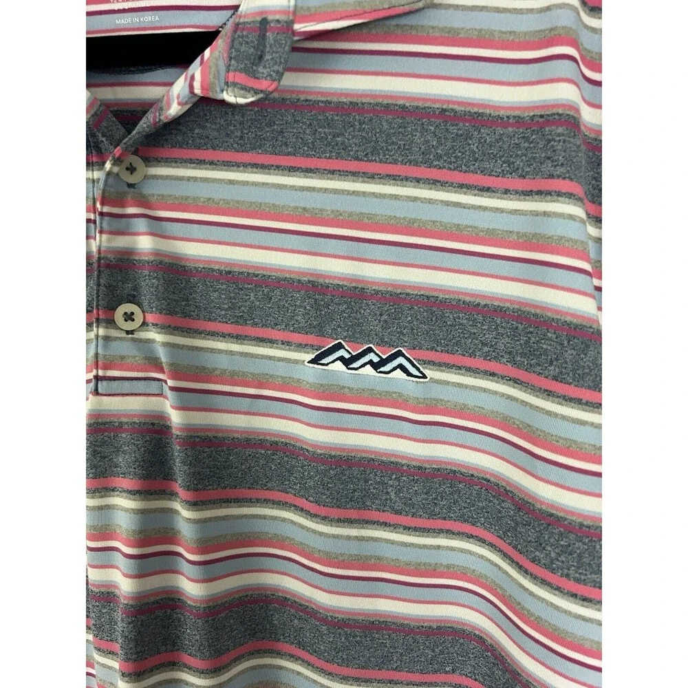 Johnnie-O Golf Polo Shirt Mens L Multicolor Striped Stretch Performance‎ Casual